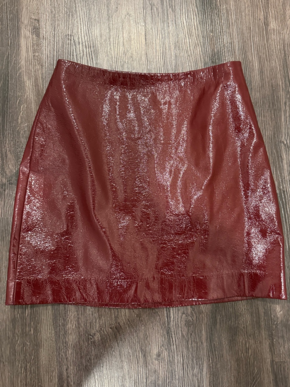 Express Patent Leather Mini Skirt in Deep Burgundy